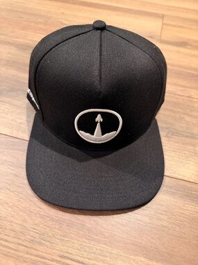 Black Snapback Hat with White Embroidered Logo